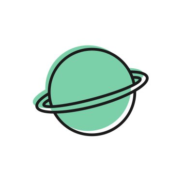 Gezegen Satürn 'ün beyaz arka planda izole edilmiş gezegen halka ikonu. Vektör İllüstrasyonu