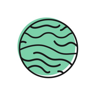 Siyah çizgi gezegen Venüs ikonu beyaz arka planda izole edildi. Vektör İllüstrasyonu