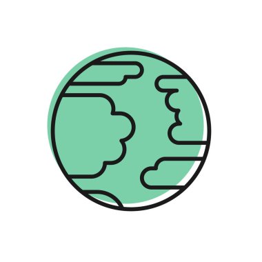 Siyah çizgi Gezegen Merkür simgesi beyaz arkaplanda izole edildi. Vektör İllüstrasyonu