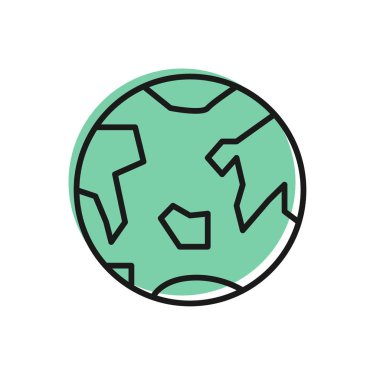 Siyah çizgi Dünya ikonu beyaz arka planda izole edilmiş. Vektör İllüstrasyonu