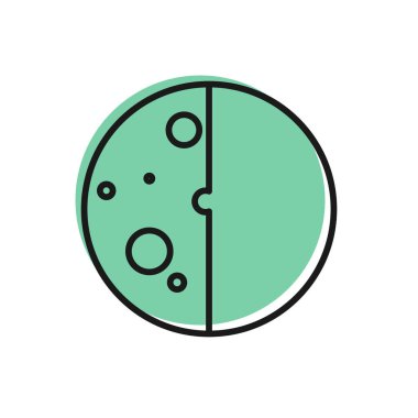 Güneş tutulmasının siyah çizgisi beyaz zemin üzerinde izole edilmiş. Tam sonar tutulması. Vektör İllüstrasyonu