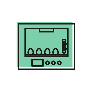 Beyaz arka planda izole edilmiş yumurta ikonu için siyah çizgi kuvözü. Vektör İllüstrasyonu