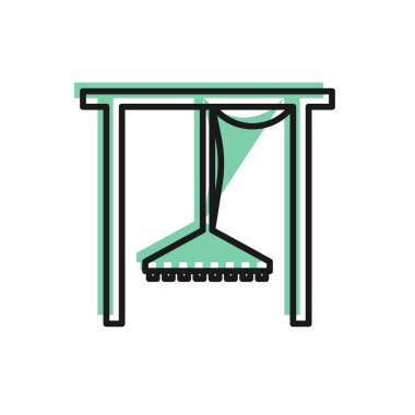 Beyaz arkaplanda siyah çizgi otomatik sulama ikonu izole edildi. Su ekipmanları. Bahçe elemanı. Sprey tabanca ikonu. Vektör İllüstrasyonu