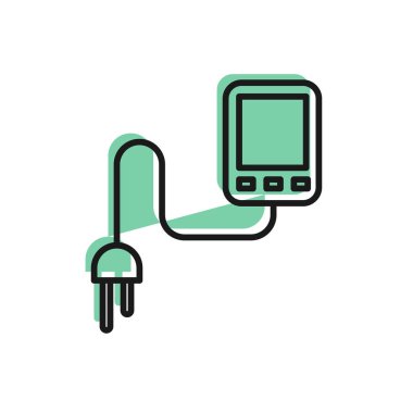 Siyah çizgi sensör simgesi beyaz arkaplanda izole edildi. Vektör İllüstrasyonu