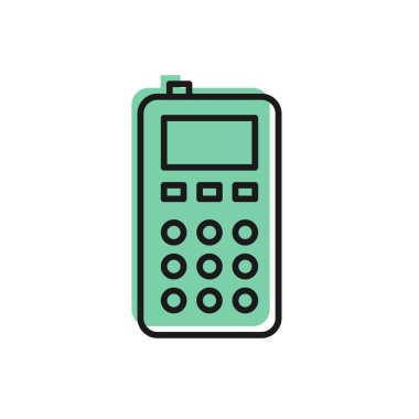 Siyah çizgi uzaktan kontrol simgesi beyaz arkaplanda izole edildi. Vektör İllüstrasyonu