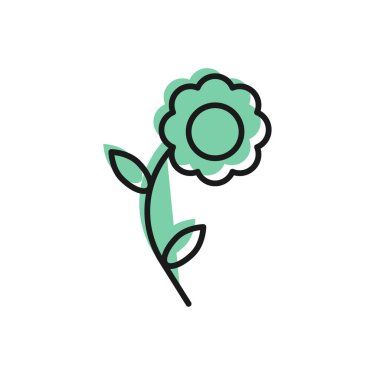 Siyah çizgi çiçek simgesi beyaz arkaplanda izole edildi. vektör illüstrasyonu