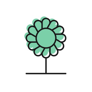 Siyah çizgi çiçek simgesi beyaz arkaplanda izole edildi. vektör illüstrasyonu