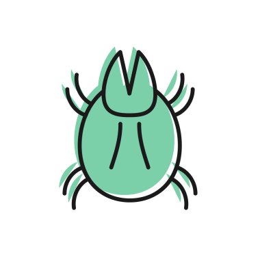 Beyaz arka planda siyah çizgi parazit mayt ikonu izole edildi. Vektör İllüstrasyonu