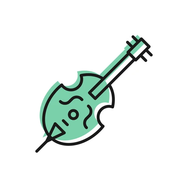 Черная Линия Скрипка Значок Изолирован Белом Фоне Музыкальный Инструмент Векторная — стоковый вектор