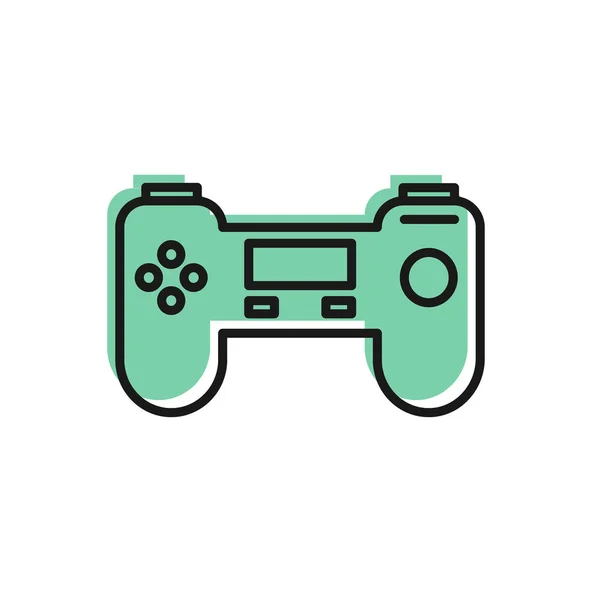 Ligne noire icône Gamepad isolé sur fond blanc. Contrôleur de jeu. Illustration vectorielle — Image vectorielle