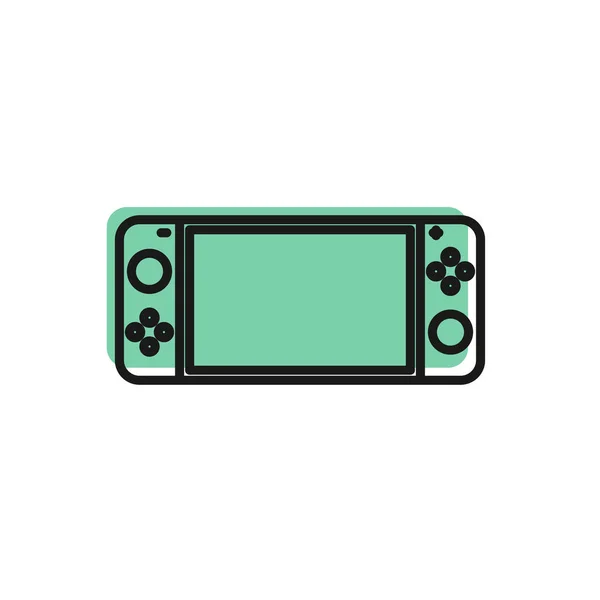 Linha preta Ícone de console de videogame portátil isolado em fundo branco. Sinal do Gamepad. Conceito de jogo. Ilustração vetorial — Vetor de Stock