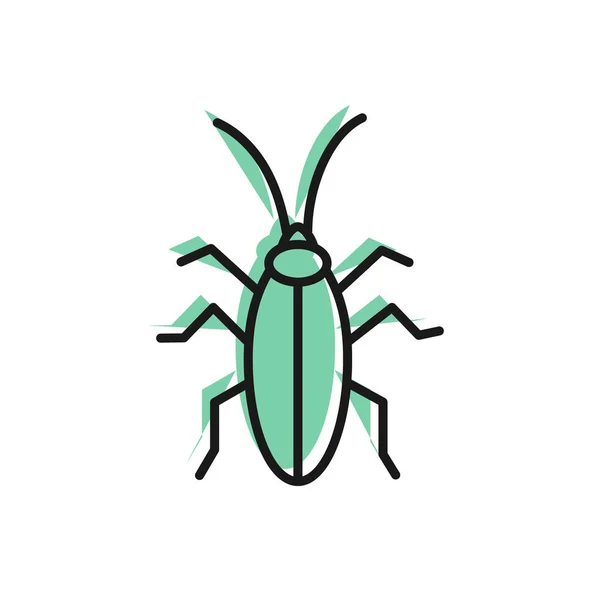 Zwarte lijn Cockroach pictogram geïsoleerd op witte achtergrond. Vector Illustratie — Stockvector