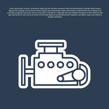 Mavi çizgili araç motoru simgesi mavi arkaplanda izole edildi. Vektör İllüstrasyonu