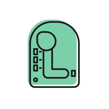 Siyah çizgi vites değiştiren simgesi beyaz arkaplanda izole edildi. İletişim simgesi. Vektör İllüstrasyonu