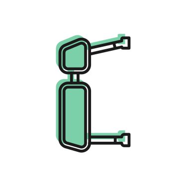 Beyaz arkaplanda siyah çizgi yan ayna ikonu izole edildi. Vektör İllüstrasyonu