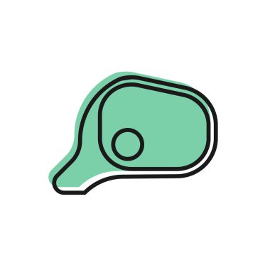 Siyah çizgi araba ayna ikonu beyaz arkaplanda izole edildi. Vektör İllüstrasyonu