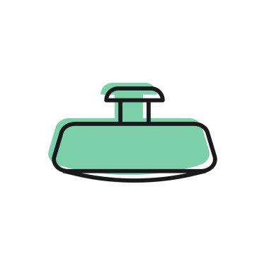 Siyah çizgi araba ayna ikonu beyaz arkaplanda izole edildi. Vektör İllüstrasyonu