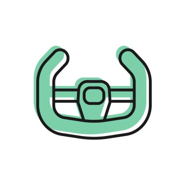 Siyah çizgi direksiyon ikonu beyaz arka planda izole edildi. Araba tekeri ikonu. Vektör İllüstrasyonu