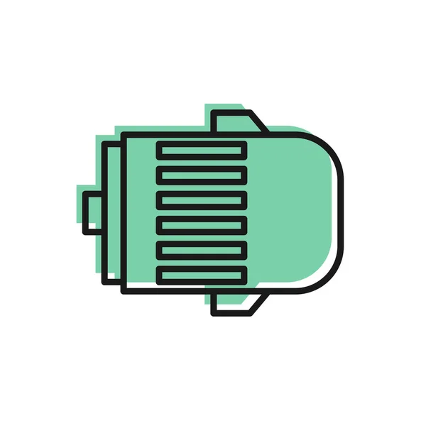 Black line Electric engine icon isolated on white background. Car alternator. Vector Illustration — Stock Vector