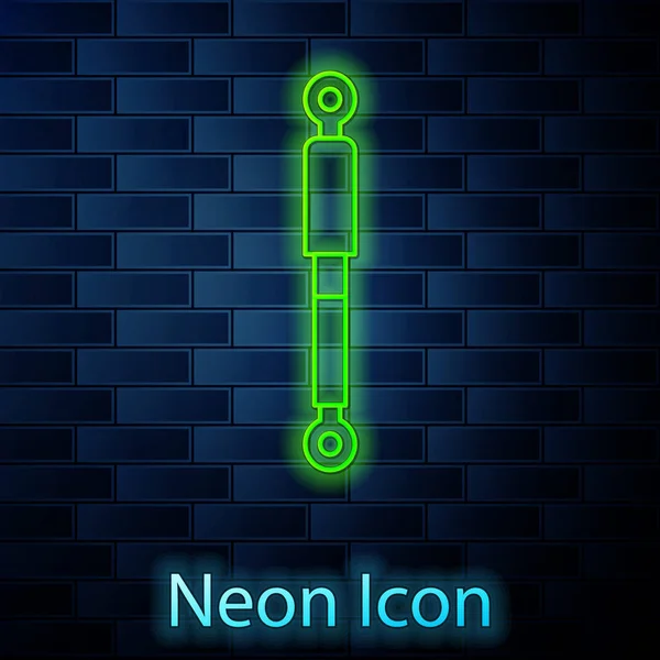 Linea neon incandescente Icona ammortizzatore isolato su sfondo muro di mattoni. Illustrazione vettoriale — Vettoriale Stock