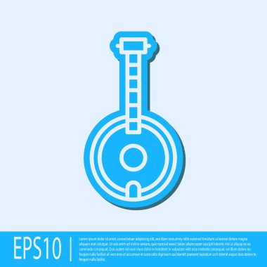 Mavi çizgi Banjo simgesi gri arkaplanda izole edildi. Müzik aleti. Vektör İllüstrasyonu