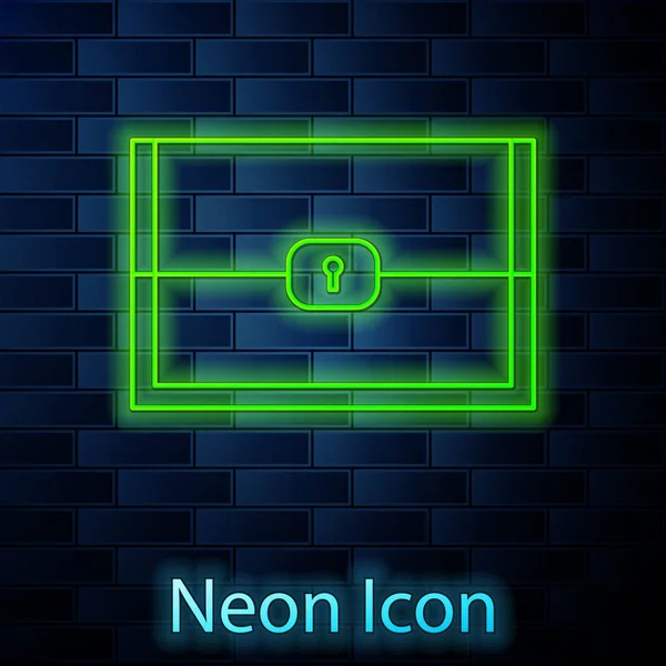 Glowing neon line Chest for game icon isolated on brick wall background. Vector Illustration — Stock Vector