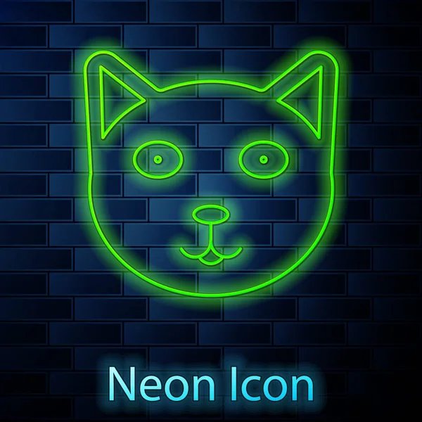 Glowing neon line Pet icon isolated on brick wall background. Vector Illustration — Stock Vector