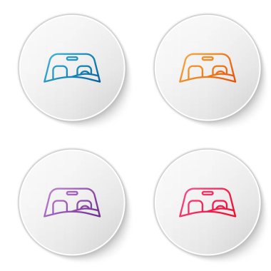 Renkli araba ön cam simgesi beyaz arkaplanda izole edildi. Simgeleri daire düğmelerine ayır. Vektör İllüstrasyonu