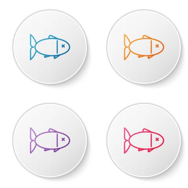 Renk çizgisi Balık simgesi beyaz arkaplanda izole edildi. Simgeleri daire düğmelerine ayır. Vektör İllüstrasyonu