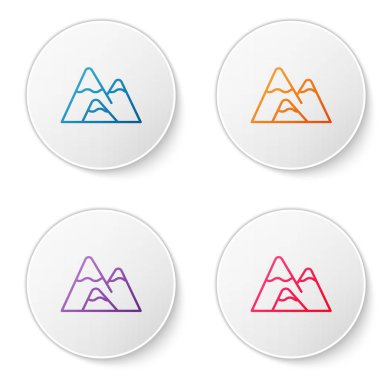 Renk çizgisi dağları simgesi beyaz arkaplanda izole edildi. Zaferin ya da başarının sembolü. Simgeleri daire düğmelerine ayır. Vektör İllüstrasyonu