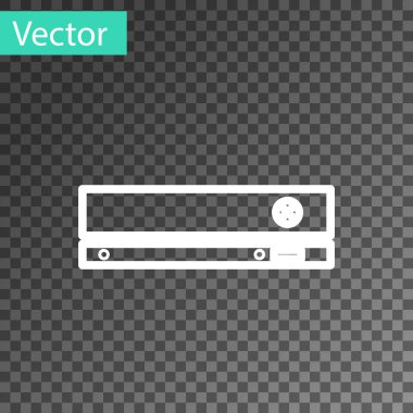 Beyaz çizgi video oyun konsolu simgesi şeffaf arkaplanda izole edildi. Vektör İllüstrasyonu