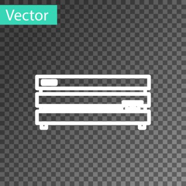 Beyaz çizgi video oyun konsolu simgesi şeffaf arkaplanda izole edildi. Vektör İllüstrasyonu