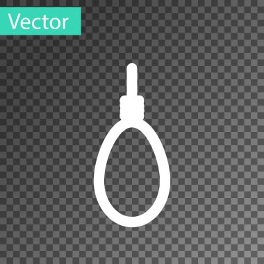 Beyaz çizgi darağacı halat asılı ikon şeffaf arka planda izole. İpe bağlanmış halat. İntihar, asılma ya da linç. Vektör İllüstrasyonu