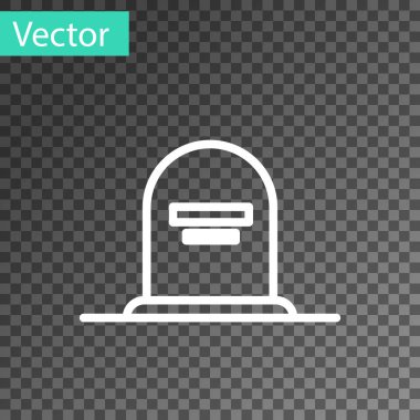 Üzerinde Rip yazan beyaz çizgi Tombstone simgesi şeffaf arkaplanda izole edilmiş. Mezar ikonu. Vektör İllüstrasyonu