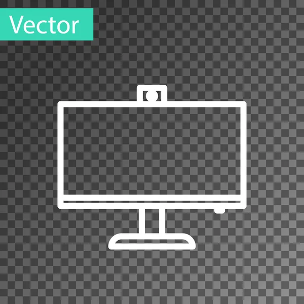 Linha branca ícone monitor de computador isolado em fundo transparente. Assinatura do componente do PC. Ilustração vetorial — Vetor de Stock