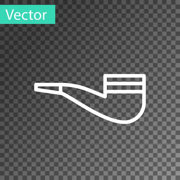 Witte lijn Rookpijp met rookpictogram geïsoleerd op transparante achtergrond. Tabakspijp. Vector Illustratie — Stockvector