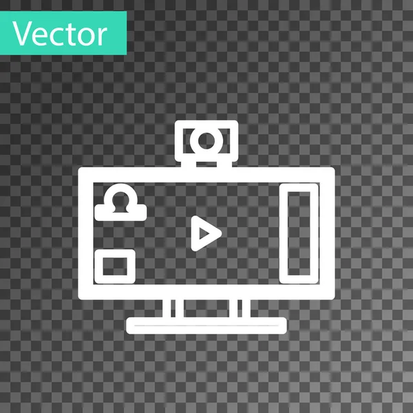 White Line Live-Streaming-Online-Videospiel spielen Symbol isoliert auf transparentem Hintergrund. Vektorillustration — Stockvektor