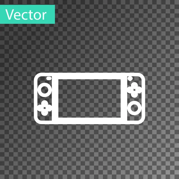 Línea blanca Icono de consola de videojuegos portátil aislado sobre fondo transparente. Señal de mando. Concepto de juego. Ilustración vectorial — Vector de stock
