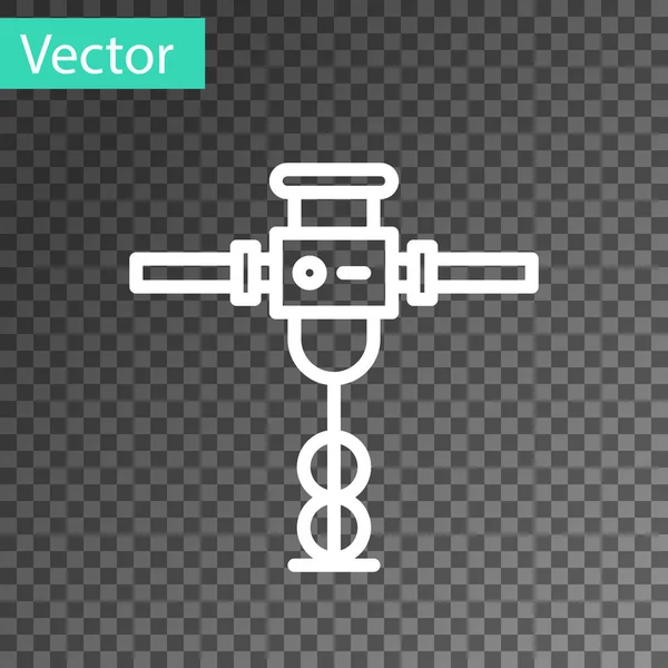 Línea blanca Icono de martillo neumático de construcción aislado sobre fondo transparente. Ilustración vectorial — Vector de stock