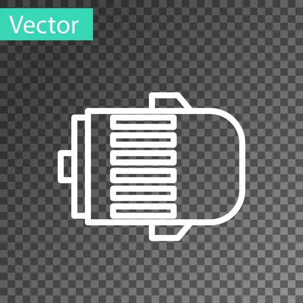 Linha branca Ícone do motor elétrico isolado em fundo transparente. Alternador de carro. Ilustração vetorial — Vetor de Stock