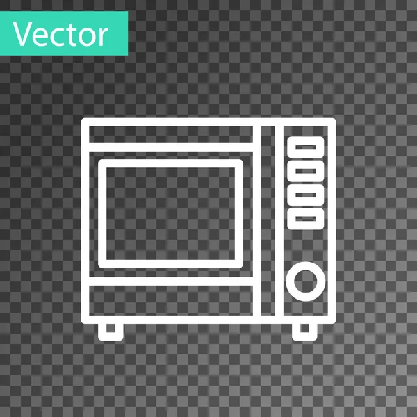 White line Microwave oven icon isolated on transparent background. Home appliances icon. Vector Illustration — Stock Vector