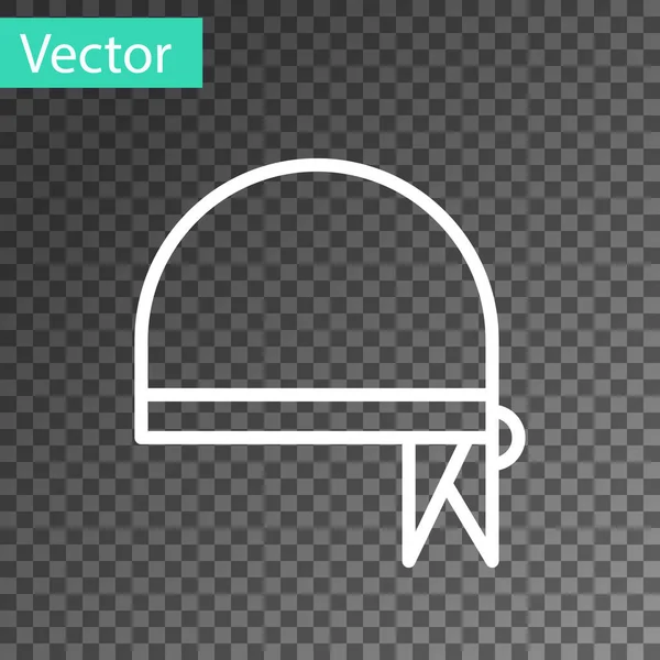 Белая линия Пиратская бандана для головы значок изолирован на прозрачном фоне. Векторная миграция — стоковый вектор
