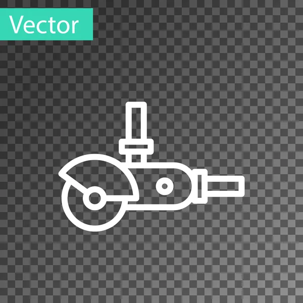 White line Angle grinder icon isolated on transparent background. Vector Illustration — Stock Vector