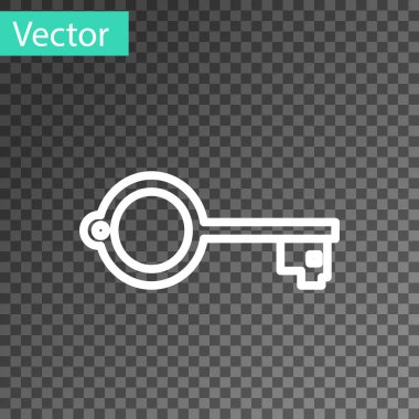 Beyaz çizgi Eskiler 'in oyun simgesi için anahtarı şeffaf arkaplanda izole edildi. Vektör İllüstrasyonu