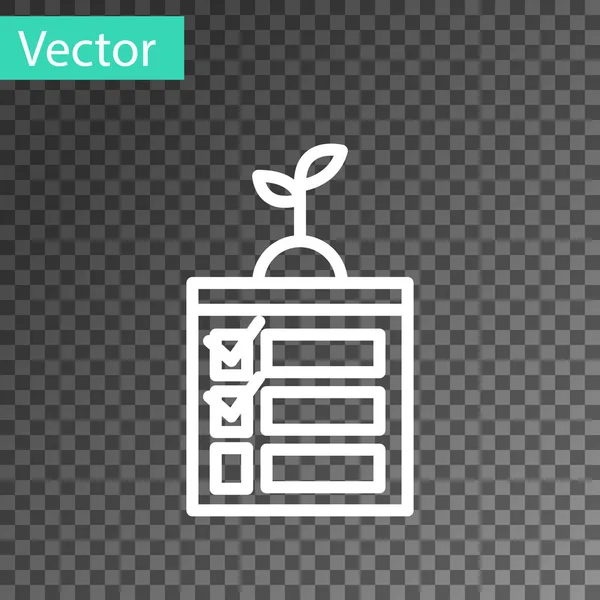 Linha branca Tecnologia de agricultura inteligente - sistema de automação de fazenda temporizador no ícone do aplicativo isolado em fundo transparente. Ilustração vetorial — Vetor de Stock