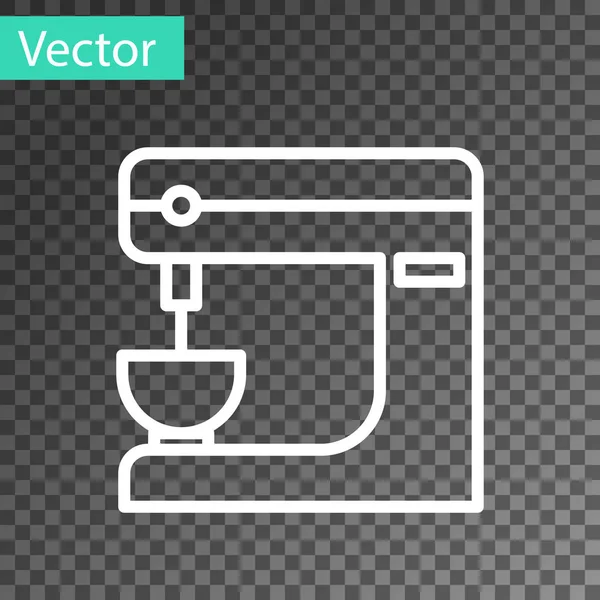 Weiße Linie Elektromixer-Symbol isoliert auf transparentem Hintergrund. Küchenmixer. Vektorillustration — Stockvektor