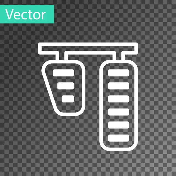 Línea blanca Icono de pedales de gas y freno de coche aislado sobre fondo transparente. Ilustración vectorial — Vector de stock