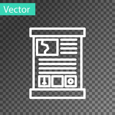 Beyaz çizgi Oyun rehberi simgesi şeffaf arkaplanda izole edildi. Kullanım kılavuzu, talimatlar, rehber, el kitabı. Vektör İllüstrasyonu