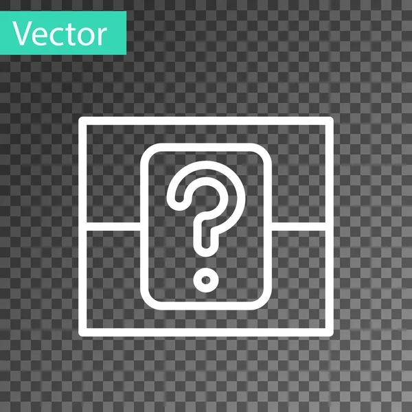 White line Mystery box или random loot box for games icon isolated on transparent background. Коробка вопросов. Векторная миграция — стоковый вектор