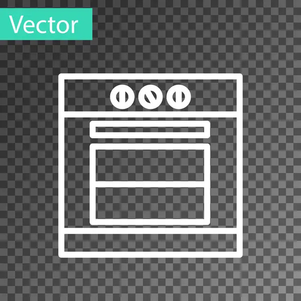 Weiße Linie Backofen-Symbol isoliert auf transparentem Hintergrund. Herd Gasofen Zeichen vorhanden. Vektorillustration — Stockvektor